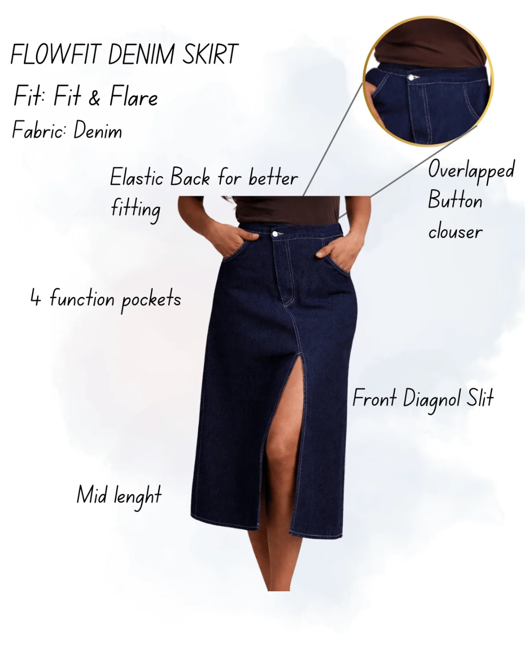 Dark Fit Denim Skirt