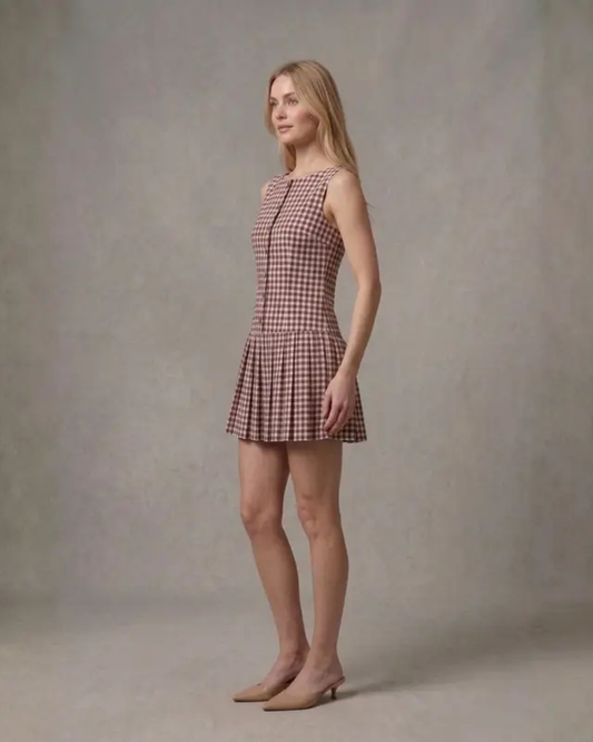 Gingham Flounce Mini Dress