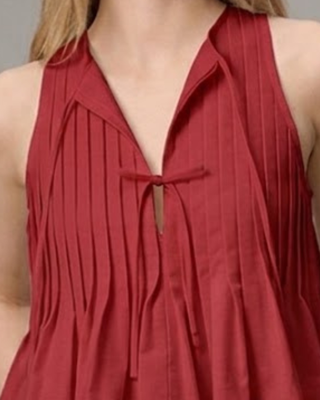 Crimson Petal Pleated Top