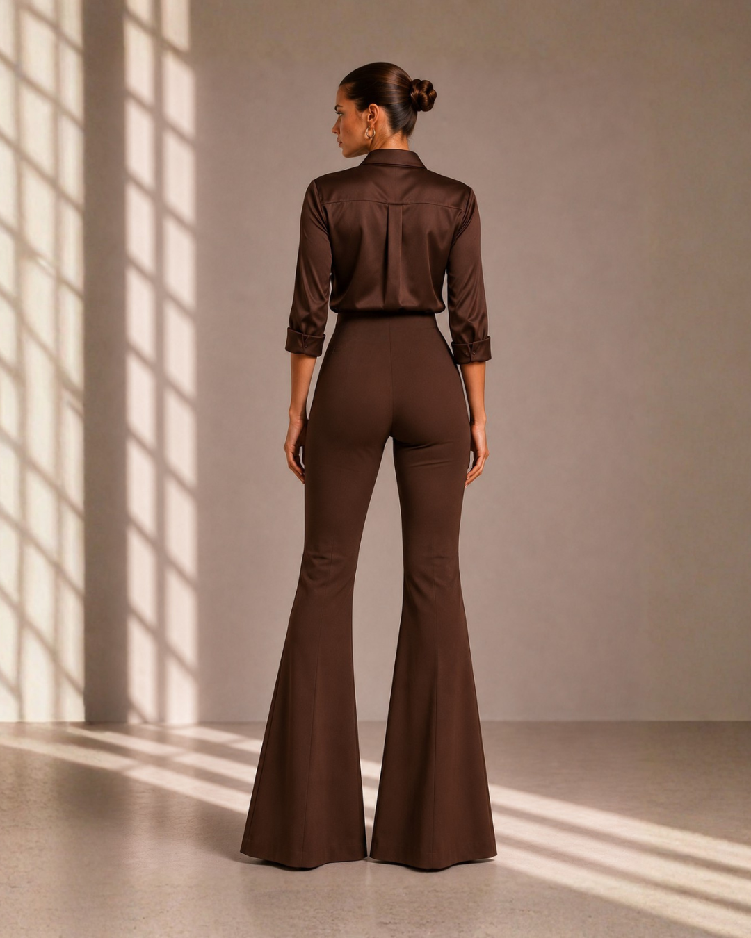 Sculpted Brown Flare pants