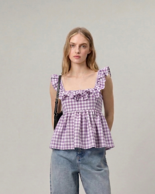 Checkmate Ruffle Cami top