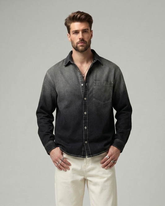Ombre Fade Denim Overshirt