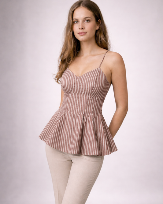 Pin-Stripe Peplum Top