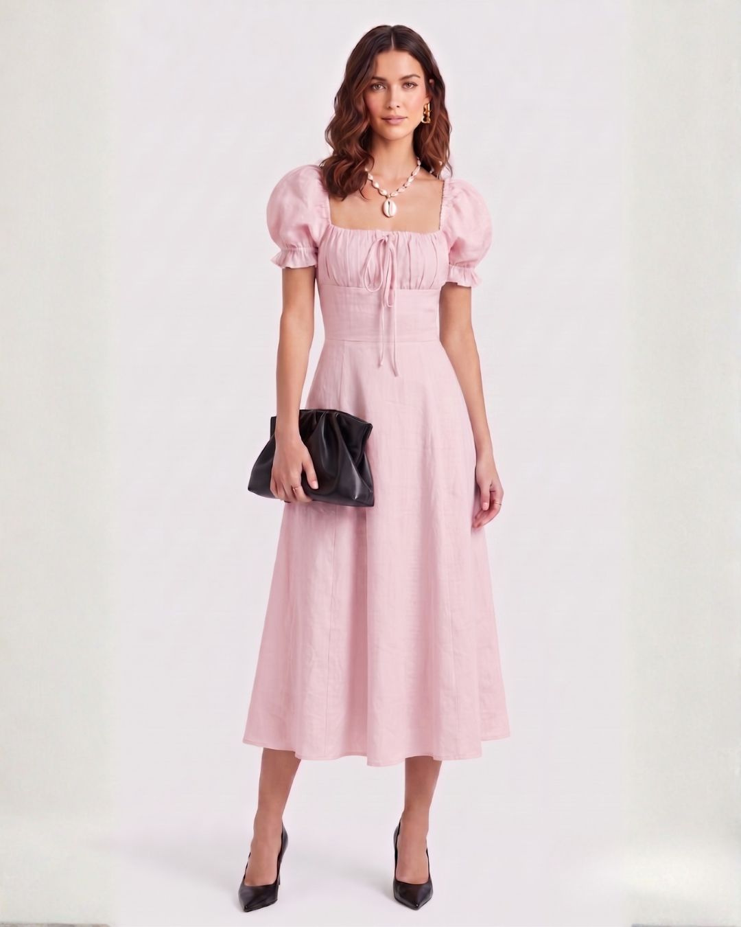 Light Pink Poplin Midi Dress
