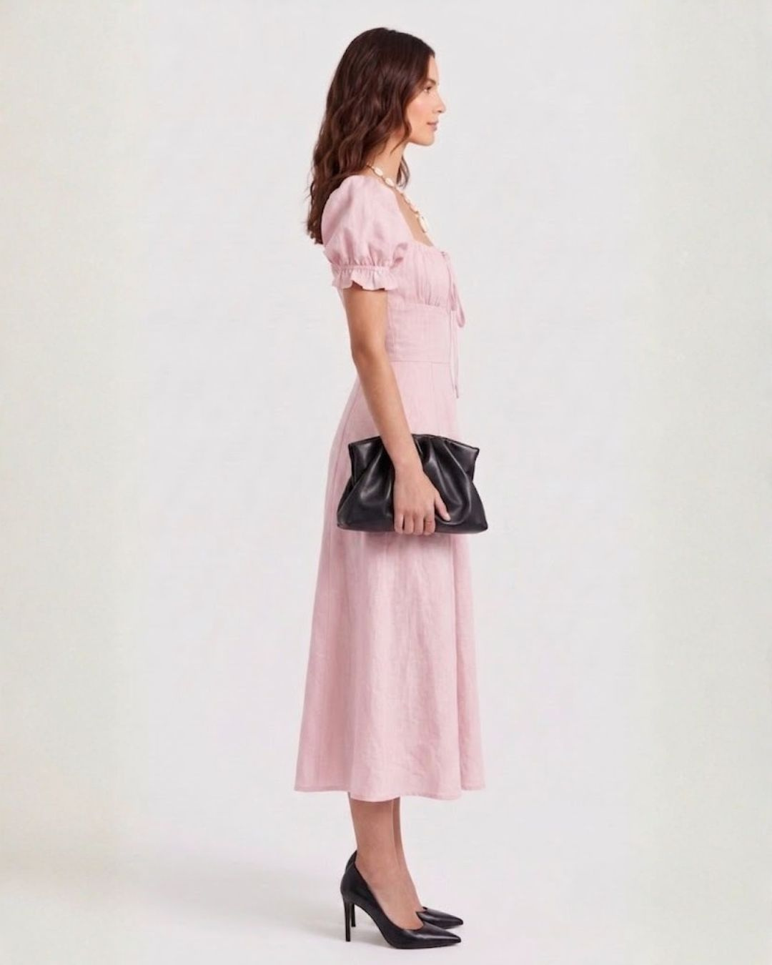 Light Pink Poplin Midi Dress