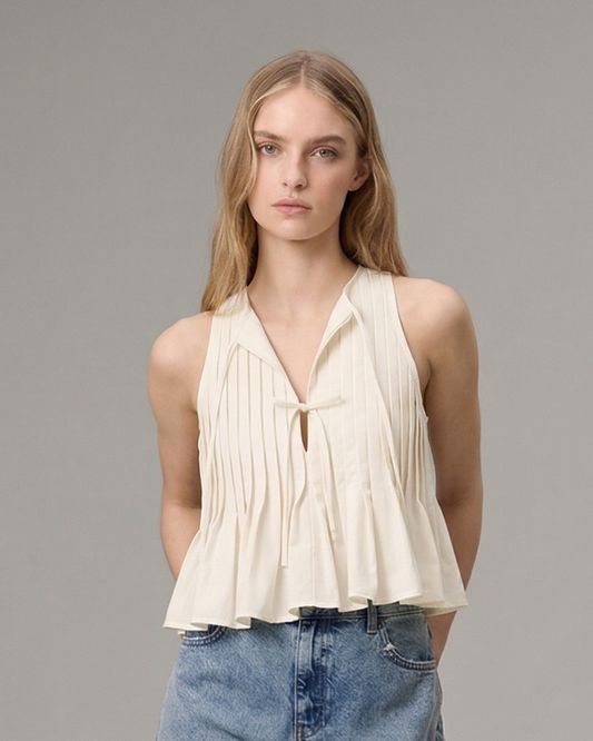 Crimson Petal Pleated Top