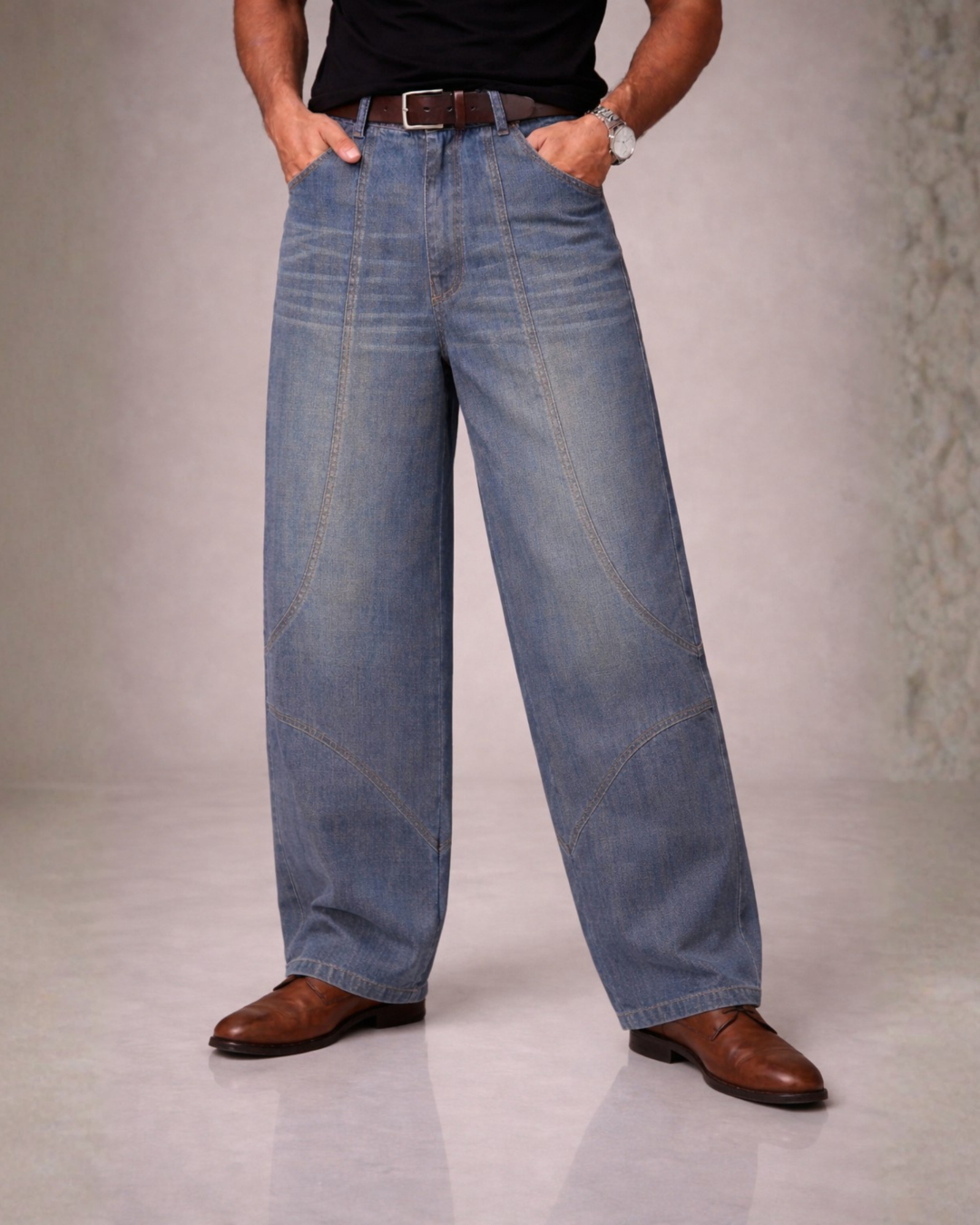 Mens pannelled Baggy Pants