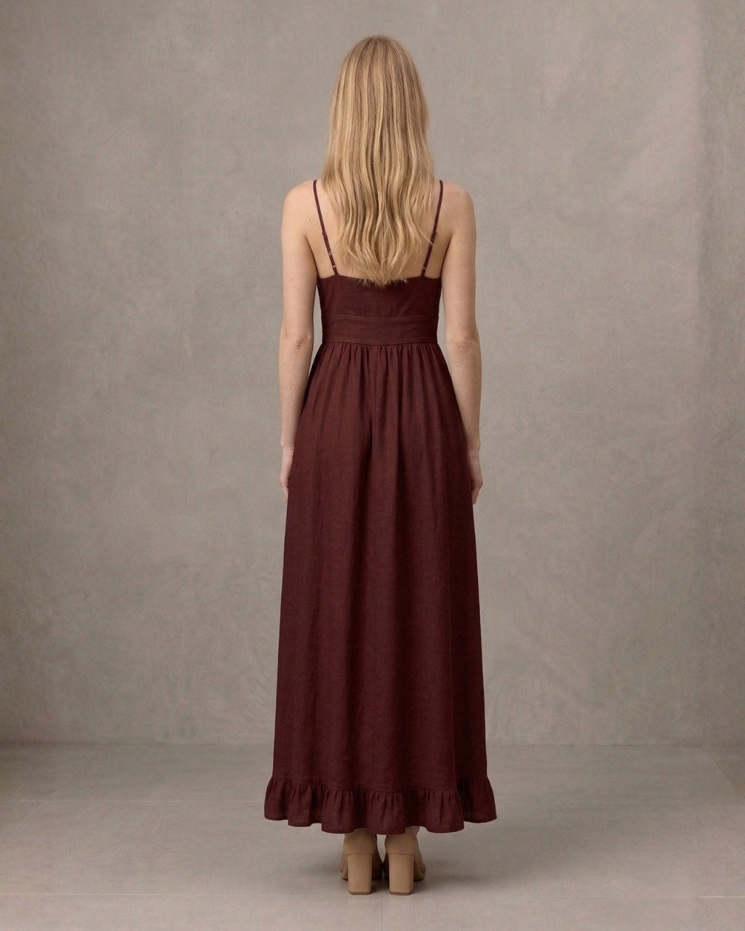 Primrose Ruffle Maroon Dress