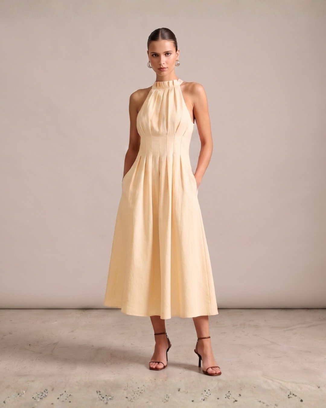 Lumia Pintuck Yellow Dress