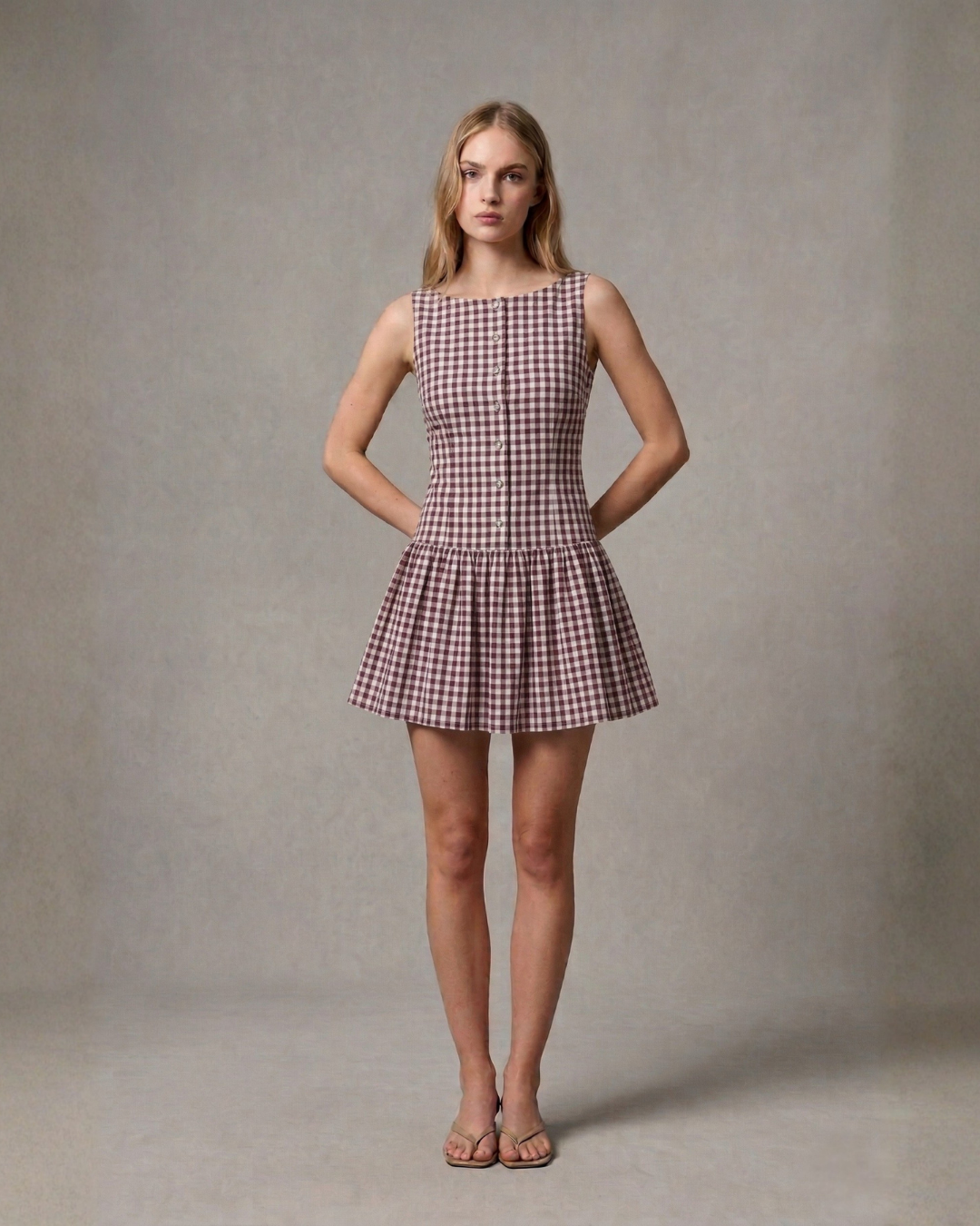 Gingham Flounce Mini Dress