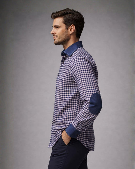 Denim Collar Check Shirt