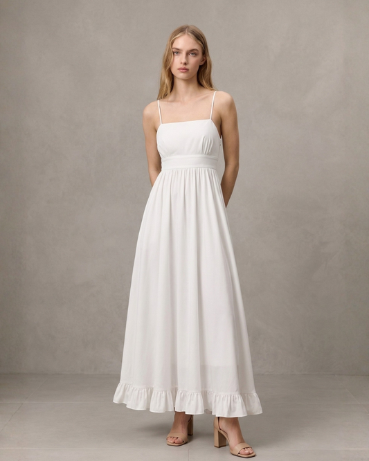 Primrose Ruffle White Dress