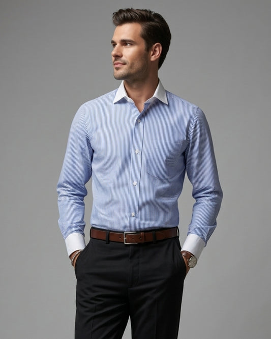 MEN PINSTRIPE FORMAL SHIRT
