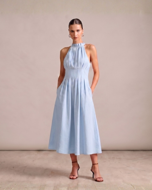 Lumia Pintuck Blue Dress