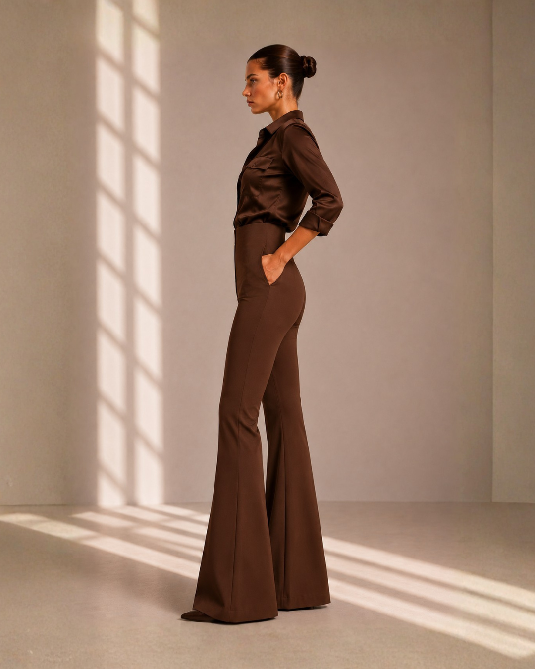 Sculpted Brown Flare pants