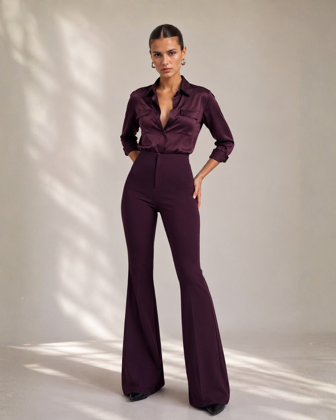 Sculpted Wine Flare pants
