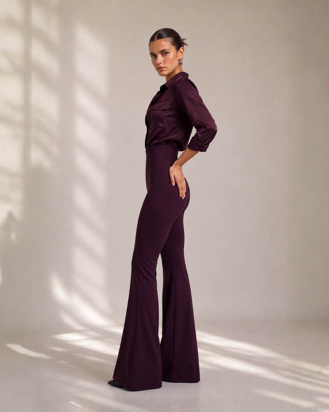 Sculpted Wine Flare pants