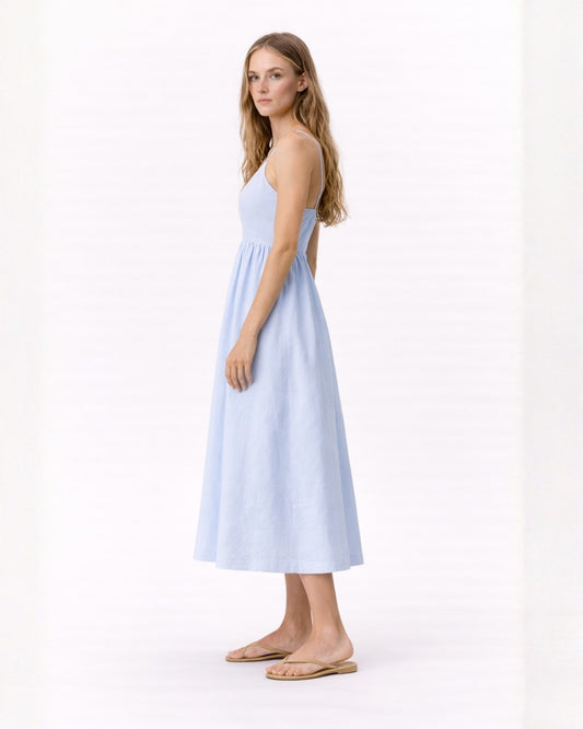 PETAL GLOW BLUE MIDI DRESS