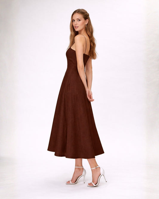 Scarlet Flow flared Brown Dress