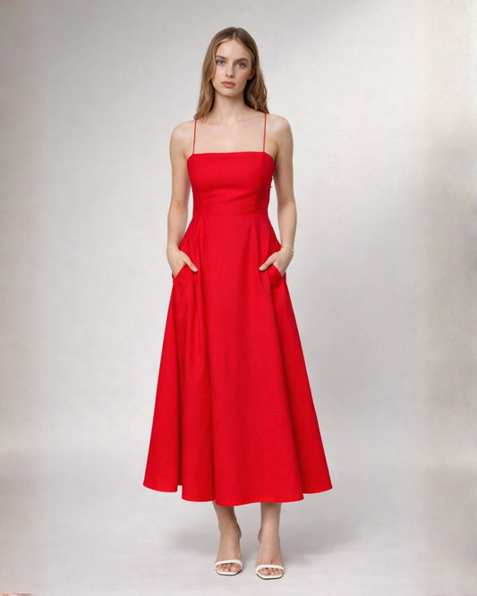 Scarlet Flow flared Red Dress