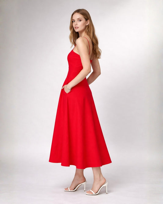 Scarlet Flow flared Red Dress